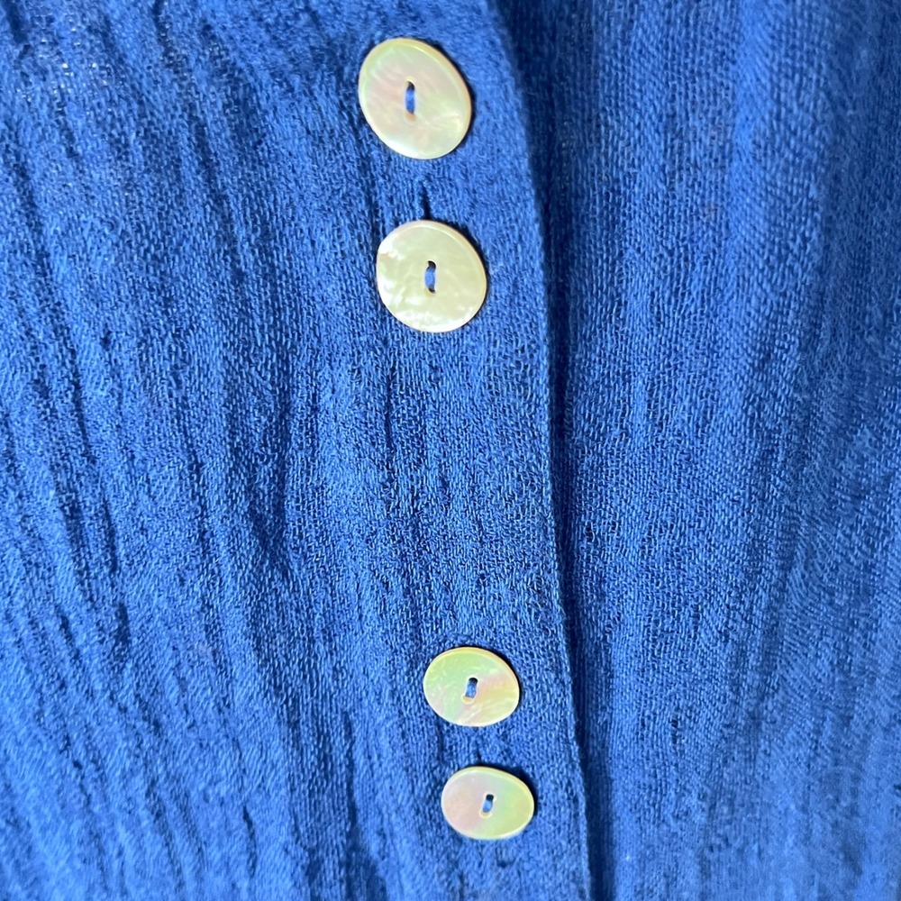 Soft Surroundings Blue Gauze Button Front Tunic Top 2X Lagenlook Boho READ - Picture 8 of 9